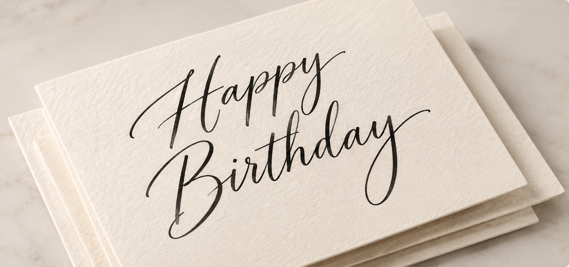 Ivory calligraphy birthday card